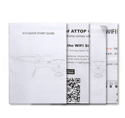 [RC102] English manual book Attop W10 RC Drone Spare Parts