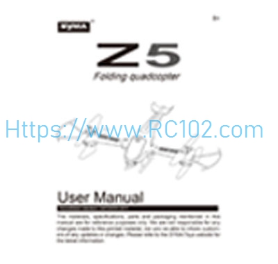 [RC102]English instruction manual SYMA Z5 RC Helicopter Spare Parts