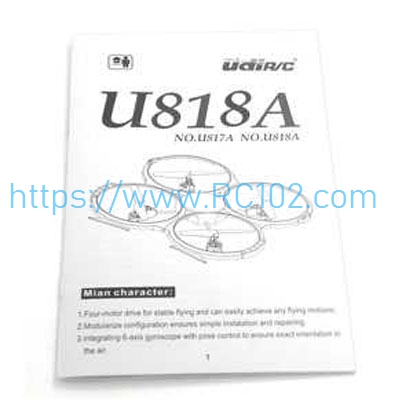 [RC102] English manual book UDI U818A RC Drone spare parts