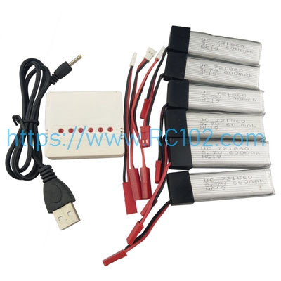 [RC102] Battery 3.7V 600mAh 5pcs+USB charger+Balanced charger 6-in-1+Conversion line 3pcs UDI U818A RC Drone spare parts