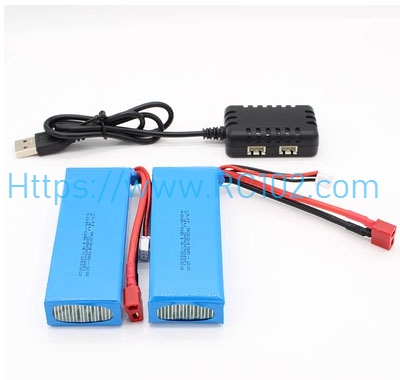 [RC102] 1 to 2 USB Charger + 7.4V 3800mAh battery WLtoys 124017 RC Car Spare Parts
