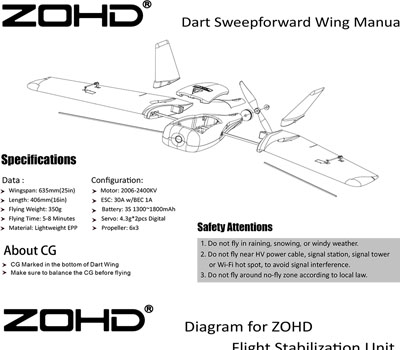 ZOHD Dart V2 RC Airplane User Manual